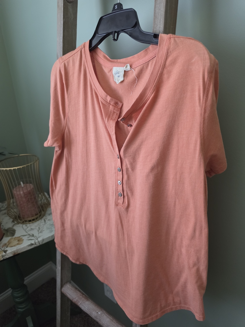 White Crow Coral Short Sleeve Henley Tee